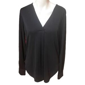 Ann Taylor Pleat Front Top Black Size S